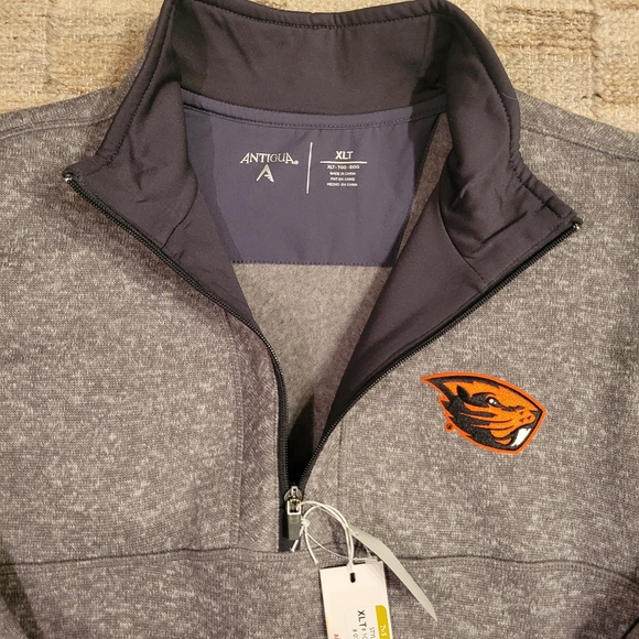 Men's Antigua Charcoal Oregon State Beavers Big & Tall Quarter-Zip Pullover - Picture 2 of 4